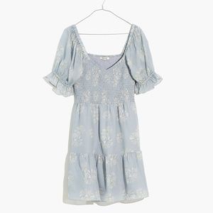 NWT - Madewell Silk Lucie Smocked Mini Dress in Moody Blooms Size XXS